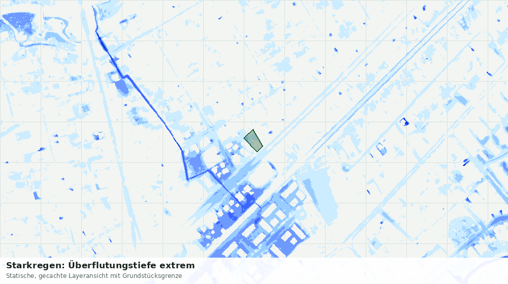 Statische Kartenansicht: Starkregen: Überflutungstiefe extrem