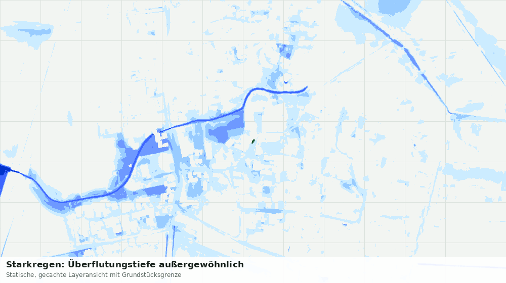 Statische Kartenansicht: Starkregen: Überflutungstiefe außergewöhnlich