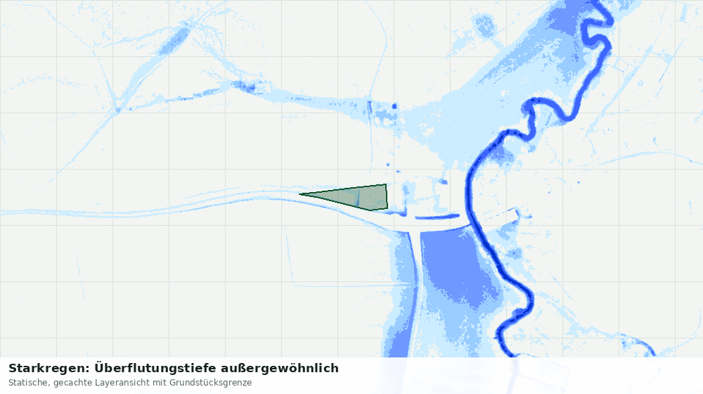 Statische Kartenansicht: Starkregen: Überflutungstiefe außergewöhnlich