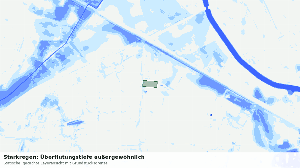 Statische Kartenansicht: Starkregen: Überflutungstiefe außergewöhnlich