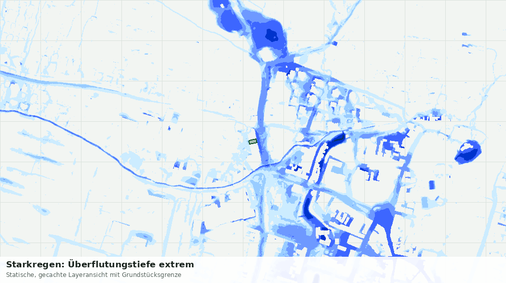 Statische Kartenansicht: Starkregen: Überflutungstiefe extrem