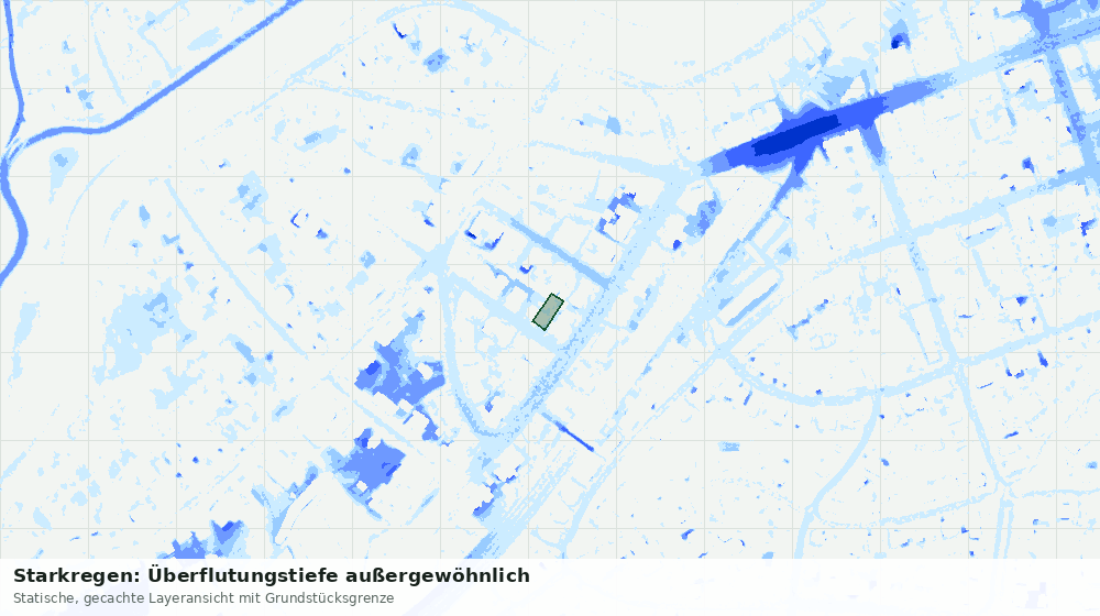 Statische Kartenansicht: Starkregen: Überflutungstiefe außergewöhnlich