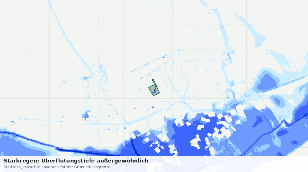 Statische Kartenansicht: Starkregen: Überflutungstiefe außergewöhnlich