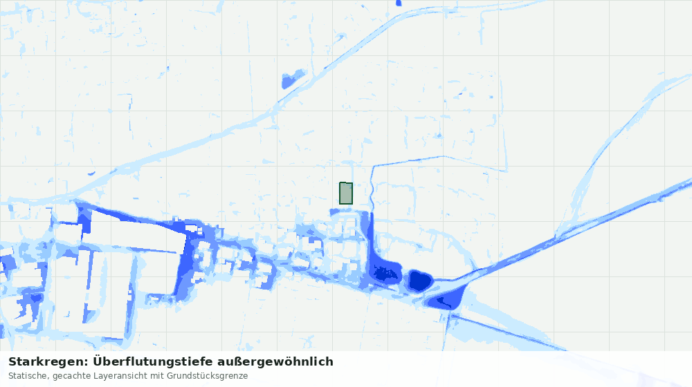 Statische Kartenansicht: Starkregen: Überflutungstiefe außergewöhnlich
