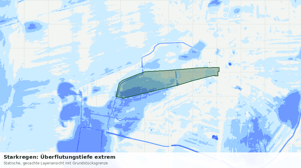 Statische Kartenansicht: Starkregen: Überflutungstiefe extrem