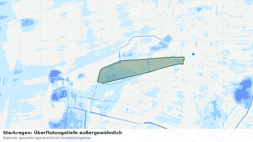Statische Kartenansicht: Starkregen: Überflutungstiefe außergewöhnlich