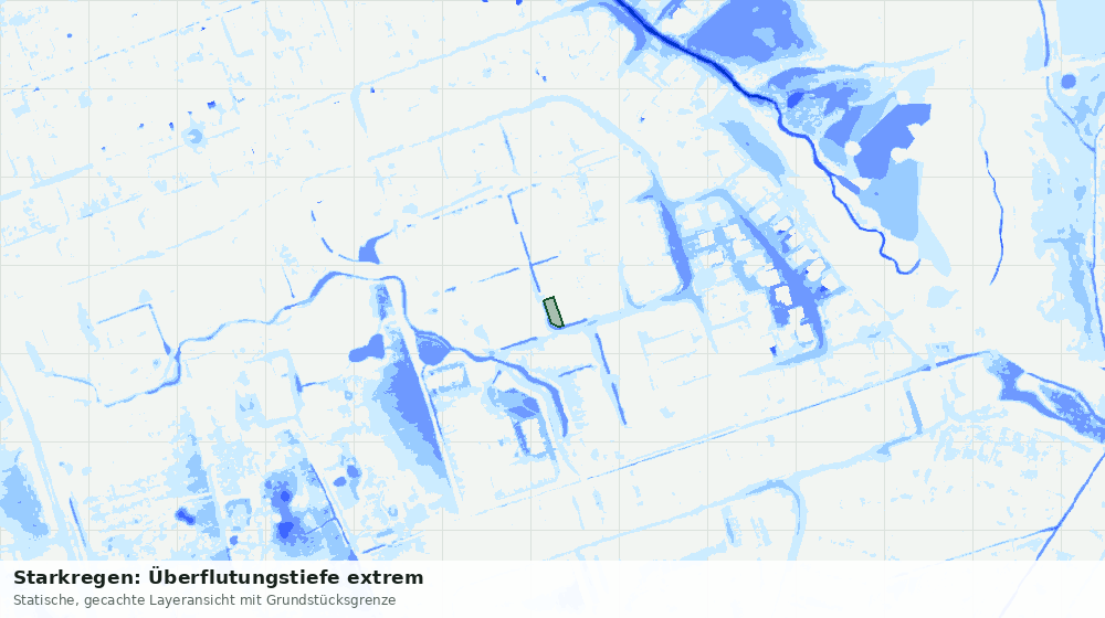 Statische Kartenansicht: Starkregen: Überflutungstiefe extrem