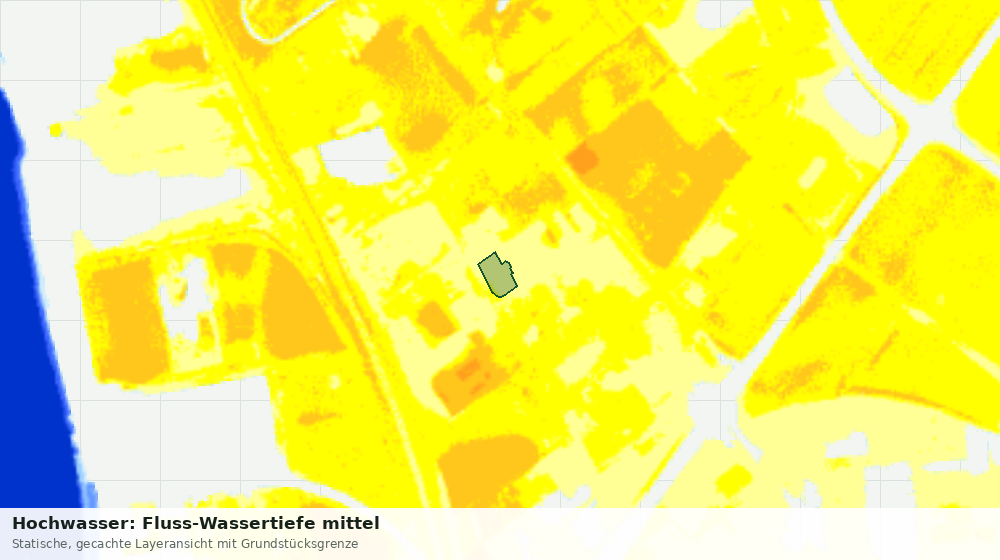Statische Kartenansicht: Hochwasser: Fluss-Wassertiefe mittel