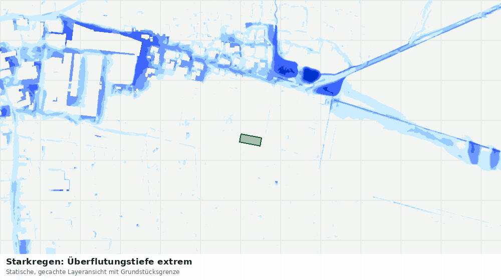 Statische Kartenansicht: Starkregen: Überflutungstiefe extrem