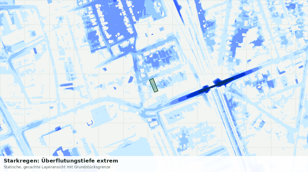 Statische Kartenansicht: Starkregen: Überflutungstiefe extrem