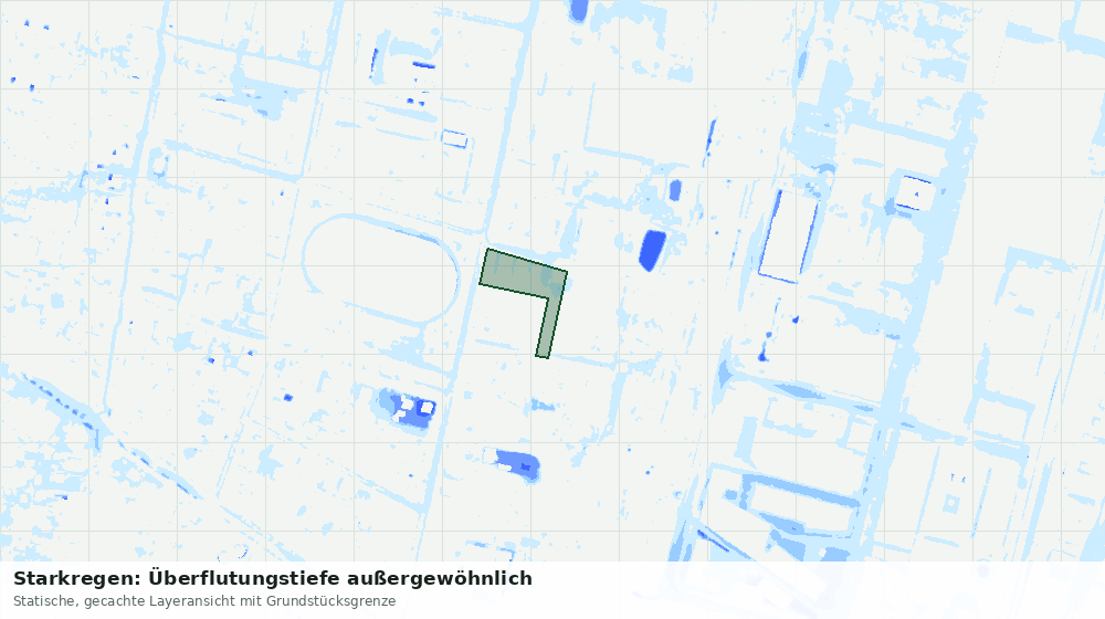 Statische Kartenansicht: Starkregen: Überflutungstiefe außergewöhnlich