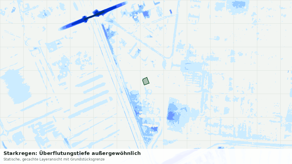 Statische Kartenansicht: Starkregen: Überflutungstiefe außergewöhnlich