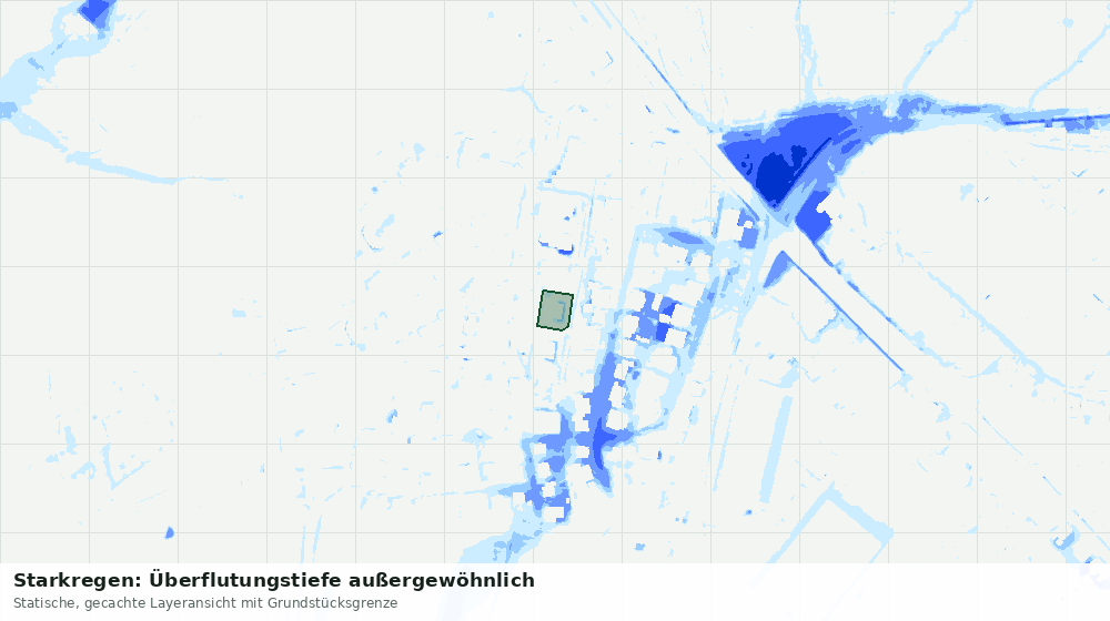 Statische Kartenansicht: Starkregen: Überflutungstiefe außergewöhnlich