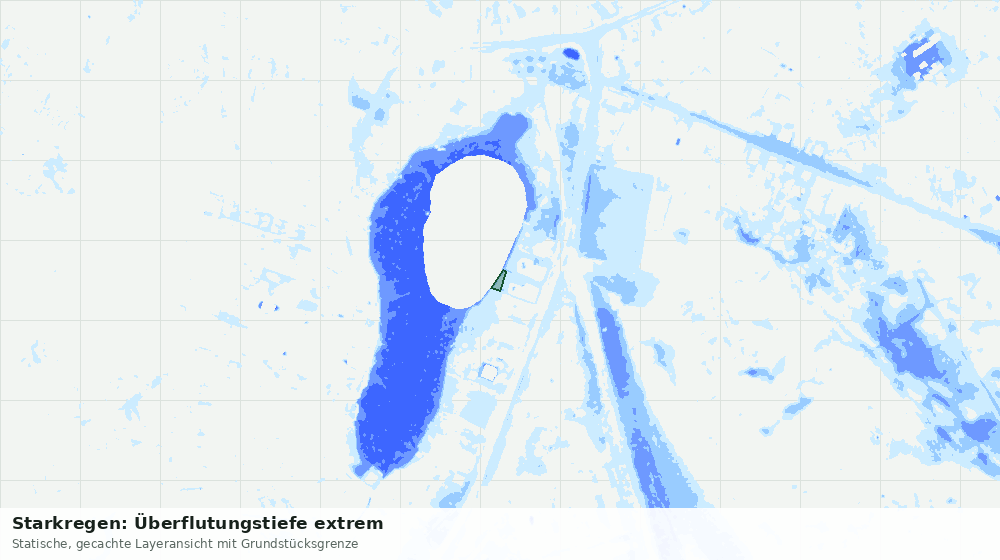 Statische Kartenansicht: Starkregen: Überflutungstiefe extrem
