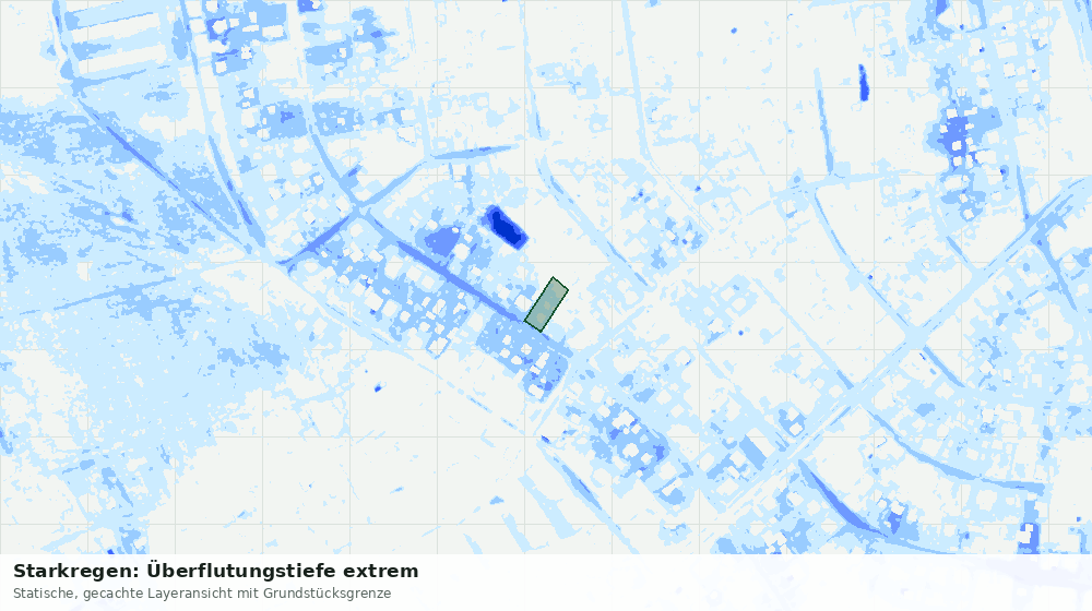 Statische Kartenansicht: Starkregen: Überflutungstiefe extrem