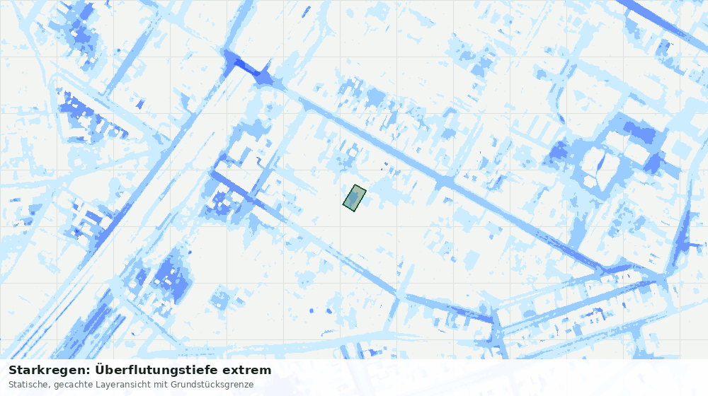 Statische Kartenansicht: Starkregen: Überflutungstiefe extrem