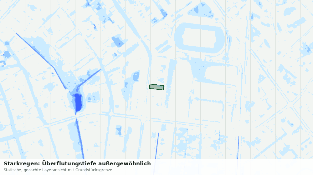 Statische Kartenansicht: Starkregen: Überflutungstiefe außergewöhnlich