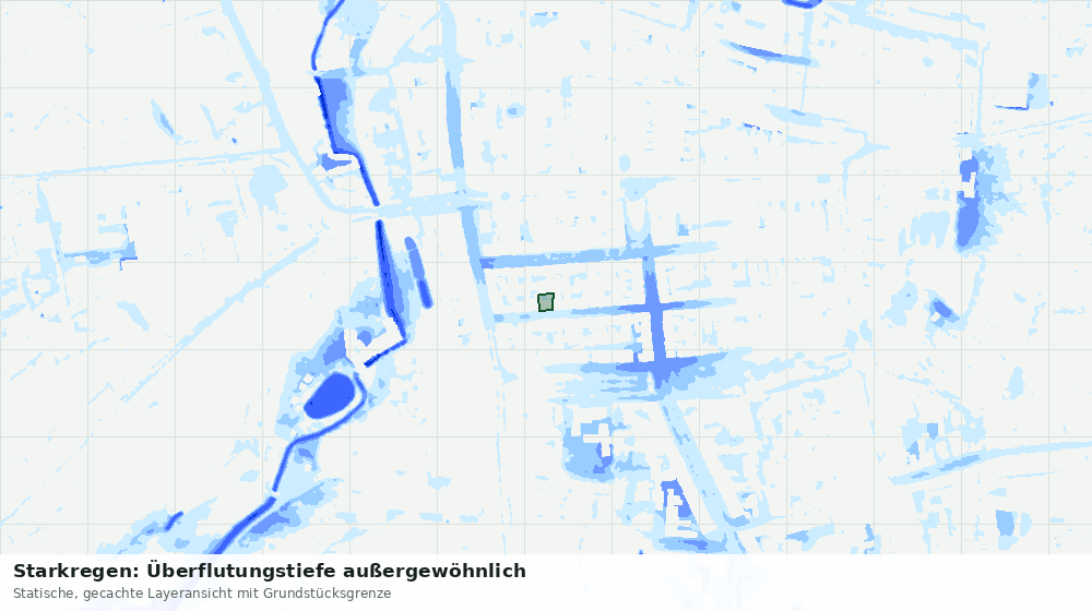 Statische Kartenansicht: Starkregen: Überflutungstiefe außergewöhnlich