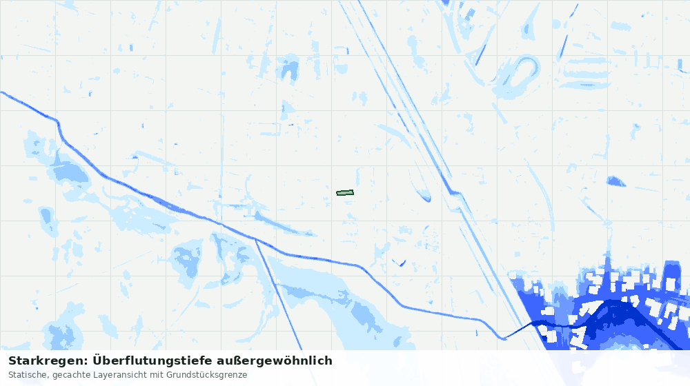 Statische Kartenansicht: Starkregen: Überflutungstiefe außergewöhnlich