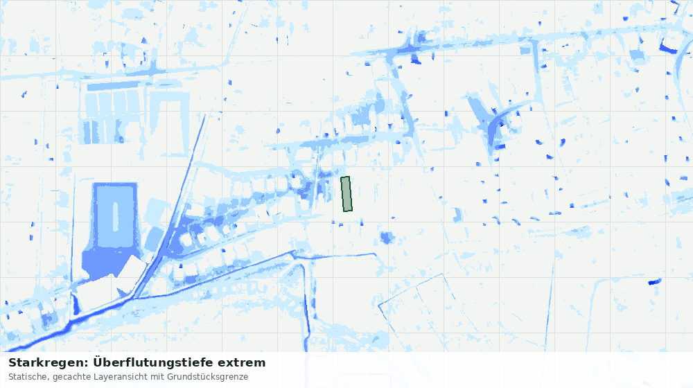 Statische Kartenansicht: Starkregen: Überflutungstiefe extrem