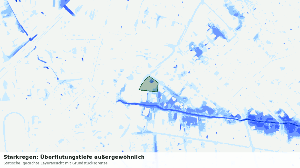 Statische Kartenansicht: Starkregen: Überflutungstiefe außergewöhnlich