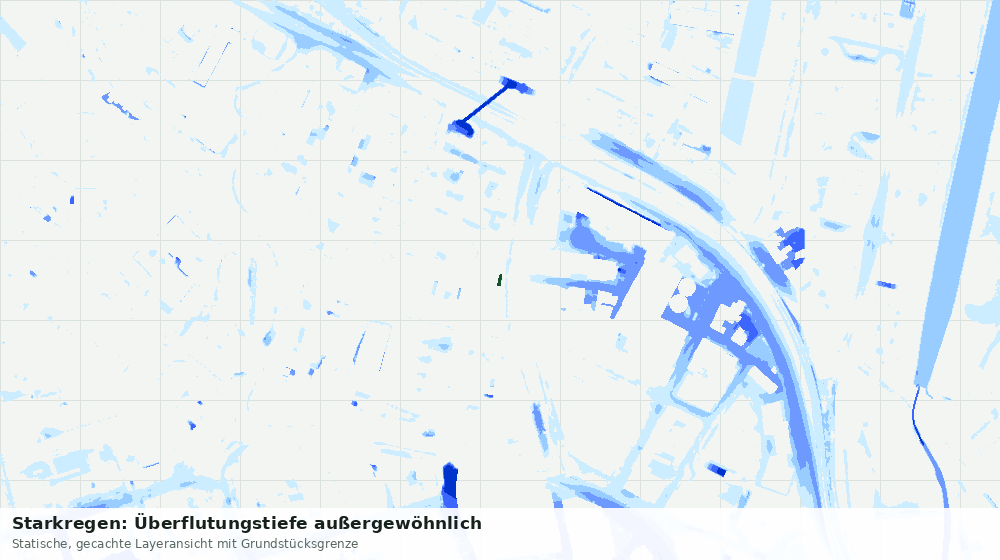 Statische Kartenansicht: Starkregen: Überflutungstiefe außergewöhnlich