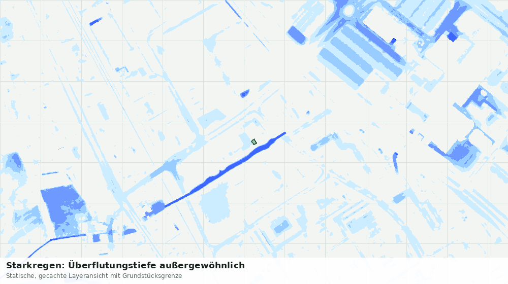 Statische Kartenansicht: Starkregen: Überflutungstiefe außergewöhnlich