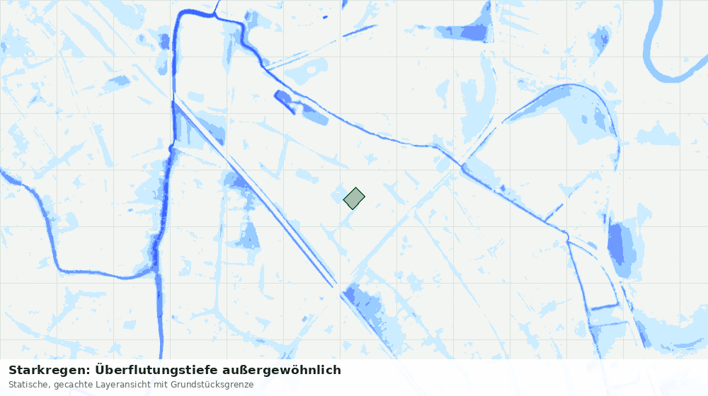 Statische Kartenansicht: Starkregen: Überflutungstiefe außergewöhnlich