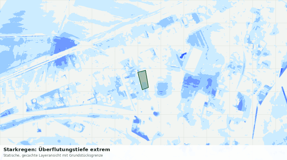 Statische Kartenansicht: Starkregen: Überflutungstiefe extrem