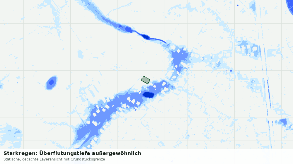Statische Kartenansicht: Starkregen: Überflutungstiefe außergewöhnlich