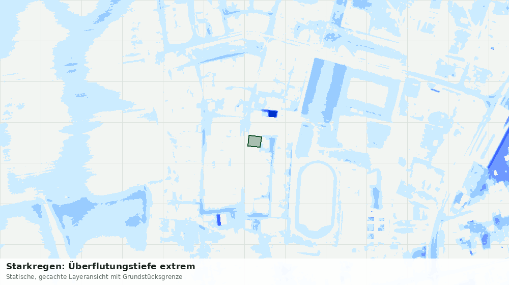 Statische Kartenansicht: Starkregen: Überflutungstiefe extrem