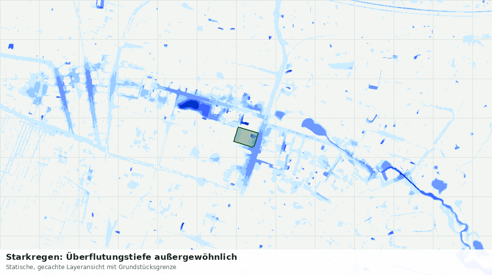 Statische Kartenansicht: Starkregen: Überflutungstiefe außergewöhnlich