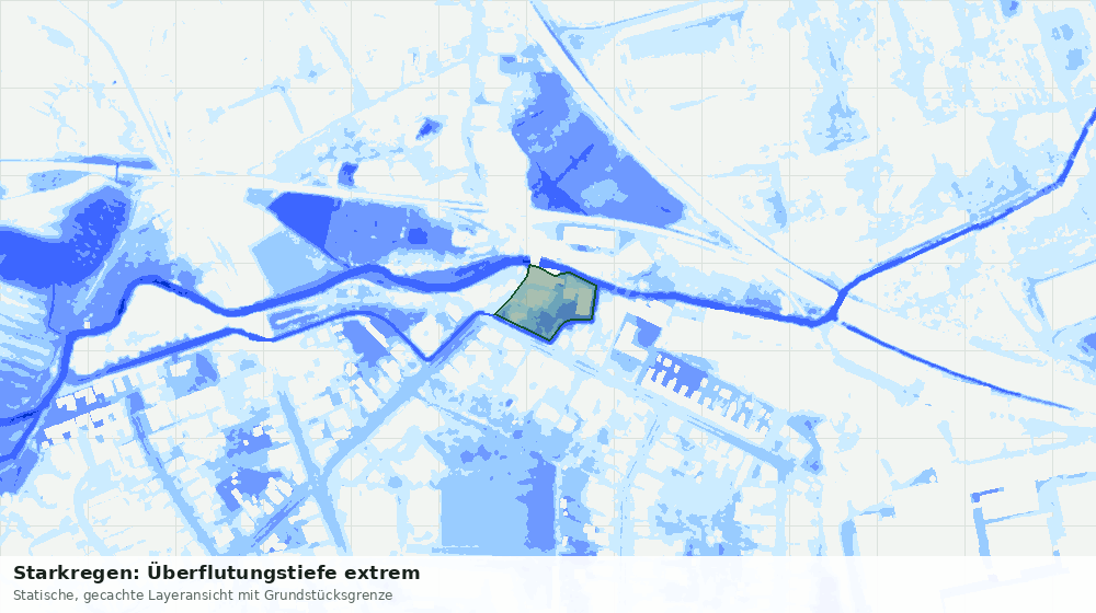 Statische Kartenansicht: Starkregen: Überflutungstiefe extrem