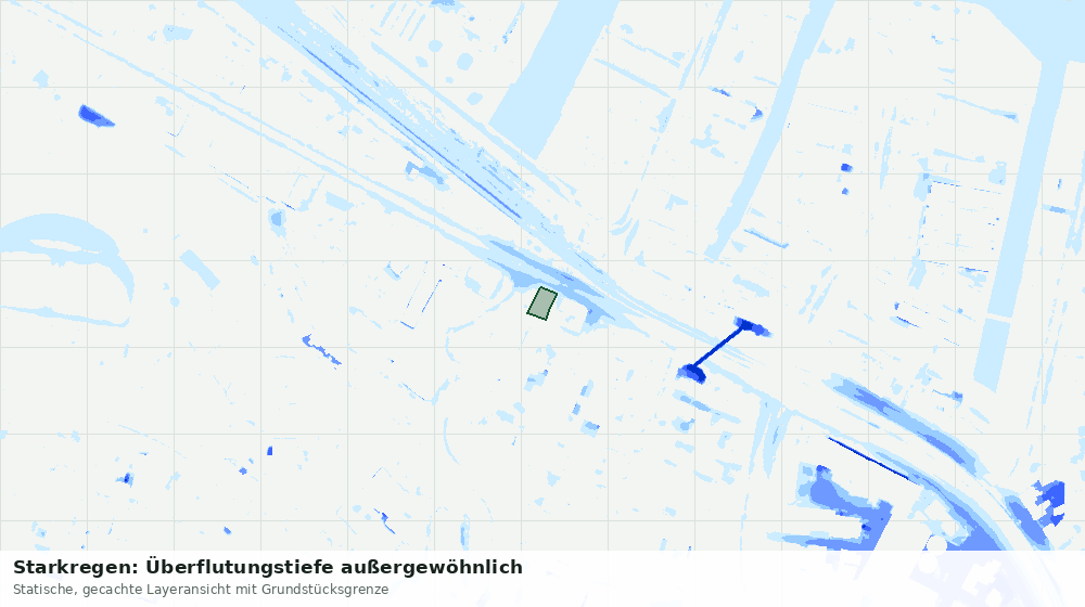 Statische Kartenansicht: Starkregen: Überflutungstiefe außergewöhnlich