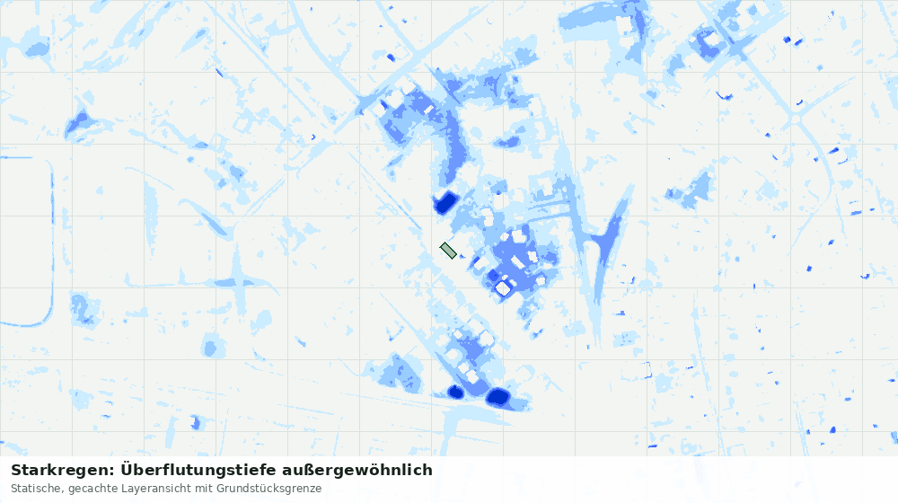 Statische Kartenansicht: Starkregen: Überflutungstiefe außergewöhnlich