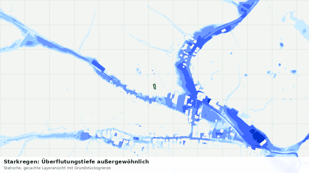 Statische Kartenansicht: Starkregen: Überflutungstiefe außergewöhnlich