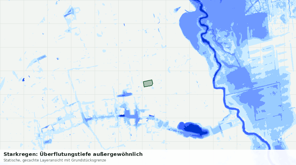 Statische Kartenansicht: Starkregen: Überflutungstiefe außergewöhnlich