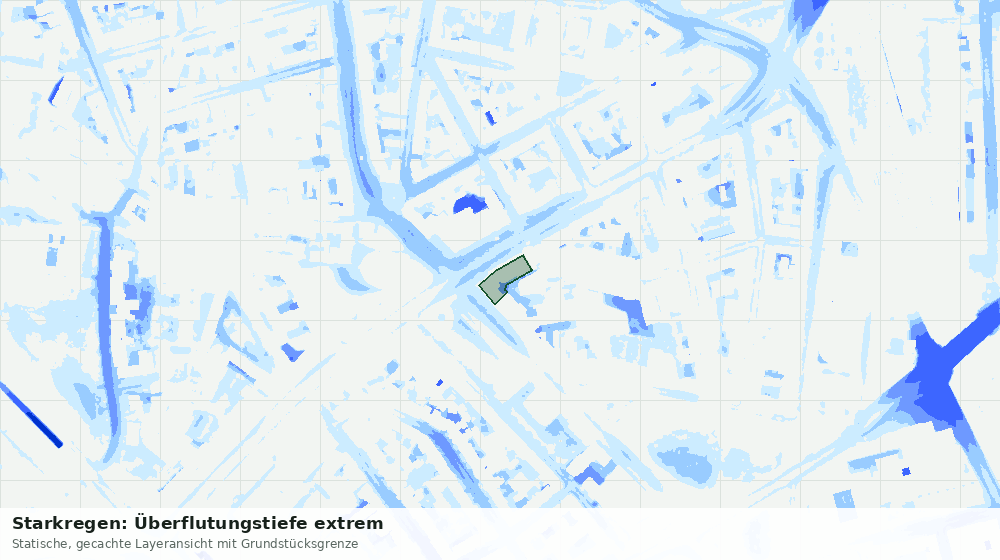 Statische Kartenansicht: Starkregen: Überflutungstiefe extrem