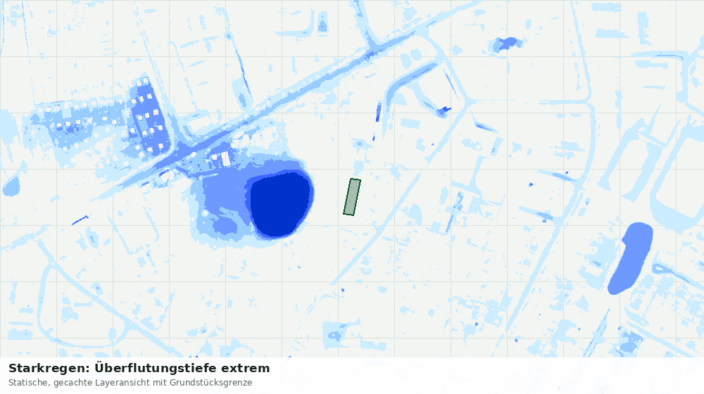 Statische Kartenansicht: Starkregen: Überflutungstiefe extrem