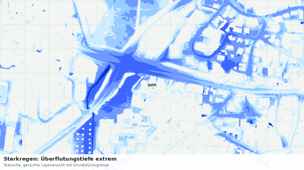Statische Kartenansicht: Starkregen: Überflutungstiefe extrem