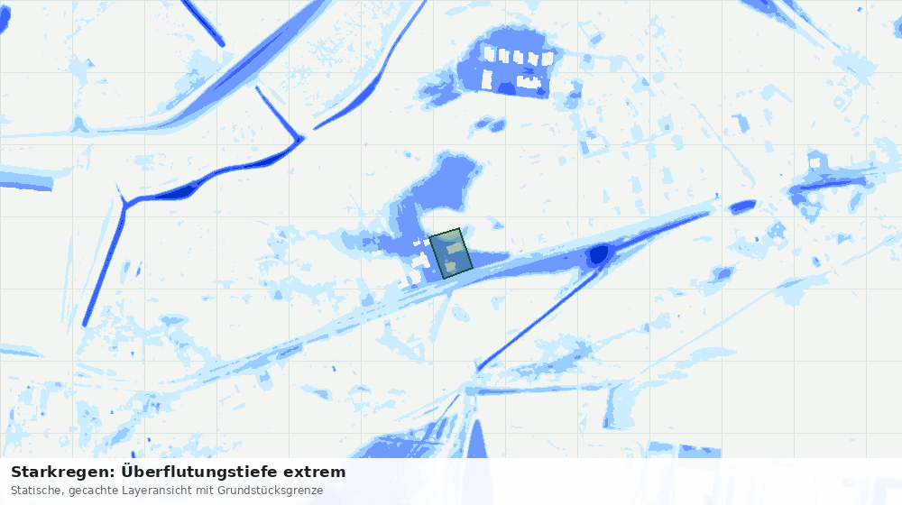 Statische Kartenansicht: Starkregen: Überflutungstiefe extrem