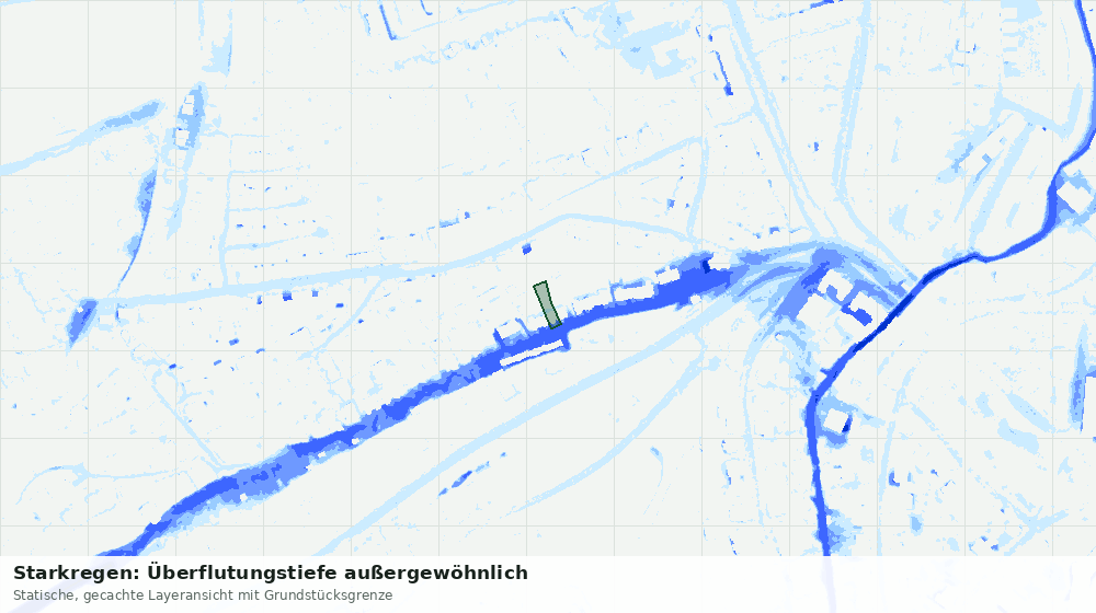 Statische Kartenansicht: Starkregen: Überflutungstiefe außergewöhnlich