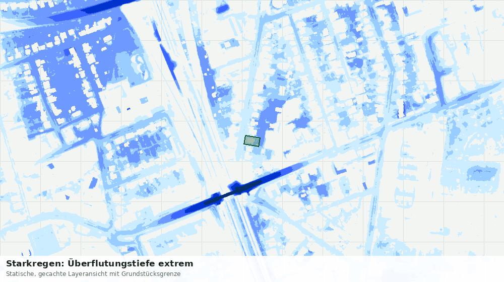 Statische Kartenansicht: Starkregen: Überflutungstiefe extrem