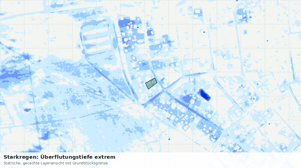 Statische Kartenansicht: Starkregen: Überflutungstiefe extrem