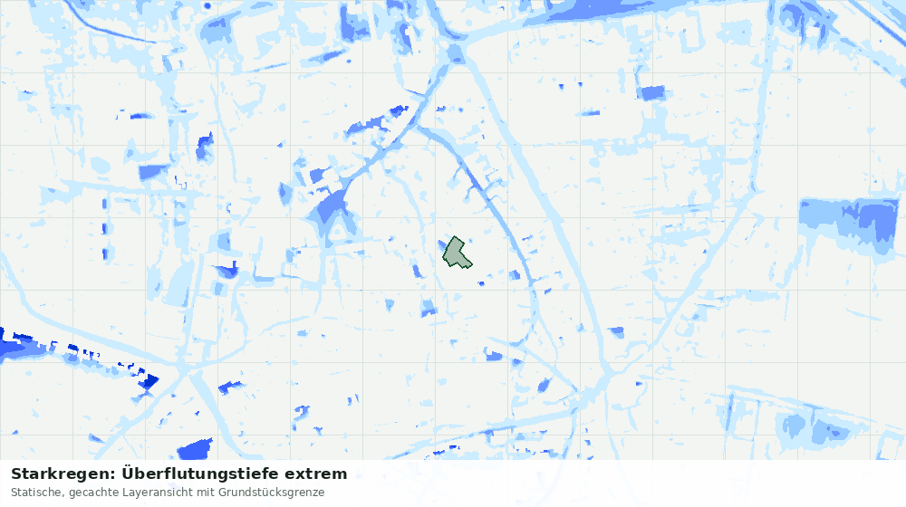 Statische Kartenansicht: Starkregen: Überflutungstiefe extrem