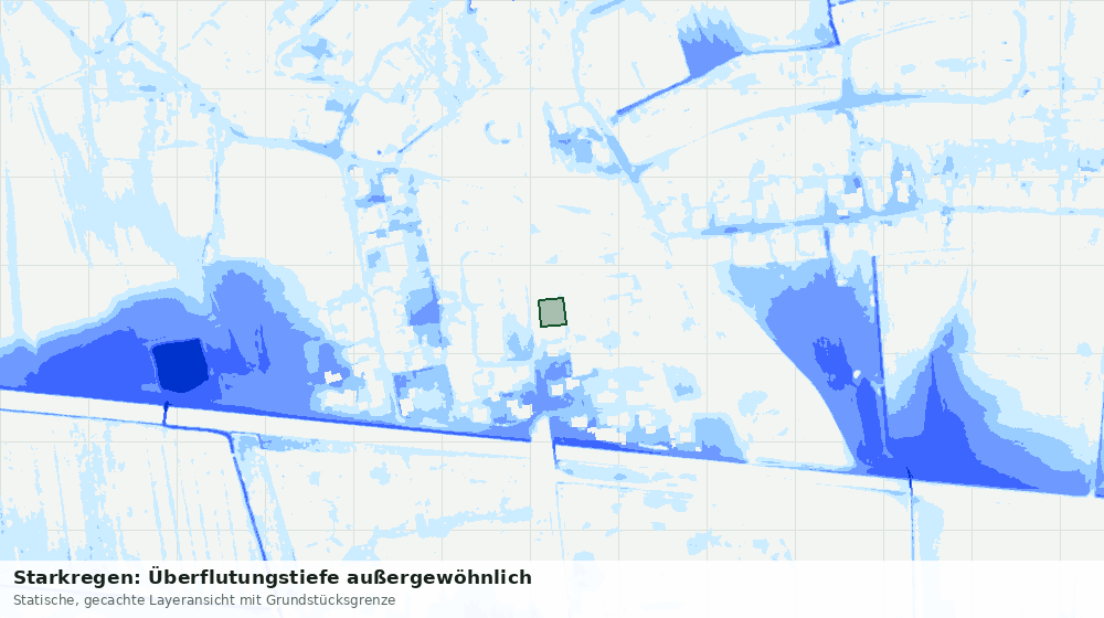 Statische Kartenansicht: Starkregen: Überflutungstiefe außergewöhnlich