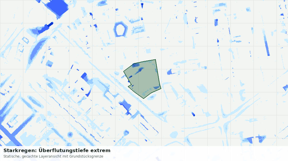 Statische Kartenansicht: Starkregen: Überflutungstiefe extrem