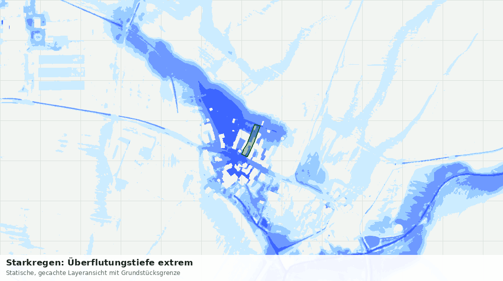 Statische Kartenansicht: Starkregen: Überflutungstiefe extrem