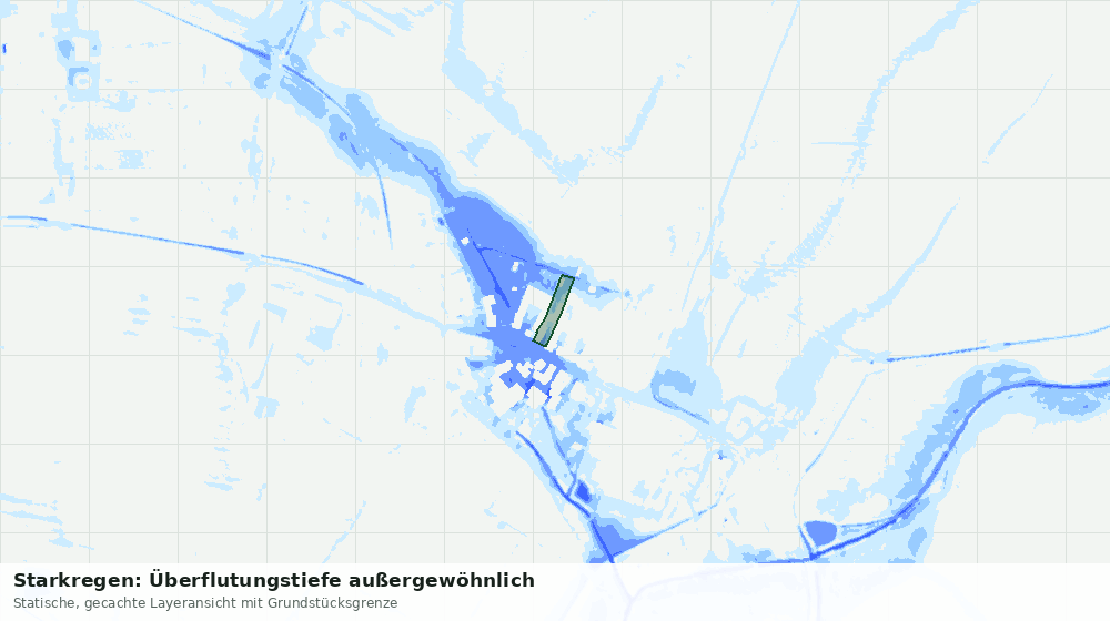 Statische Kartenansicht: Starkregen: Überflutungstiefe außergewöhnlich