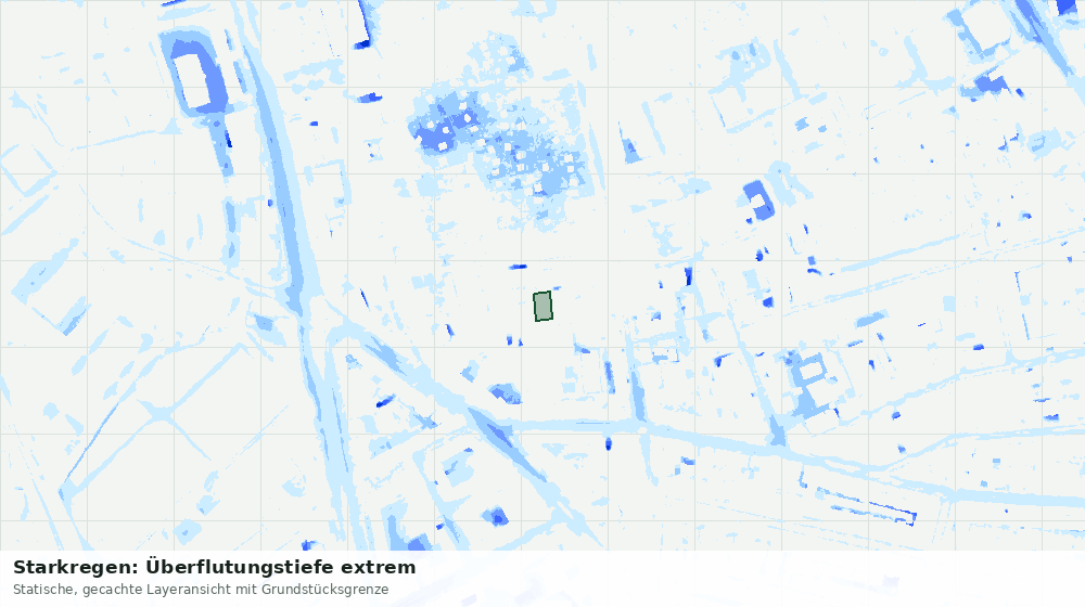 Statische Kartenansicht: Starkregen: Überflutungstiefe extrem